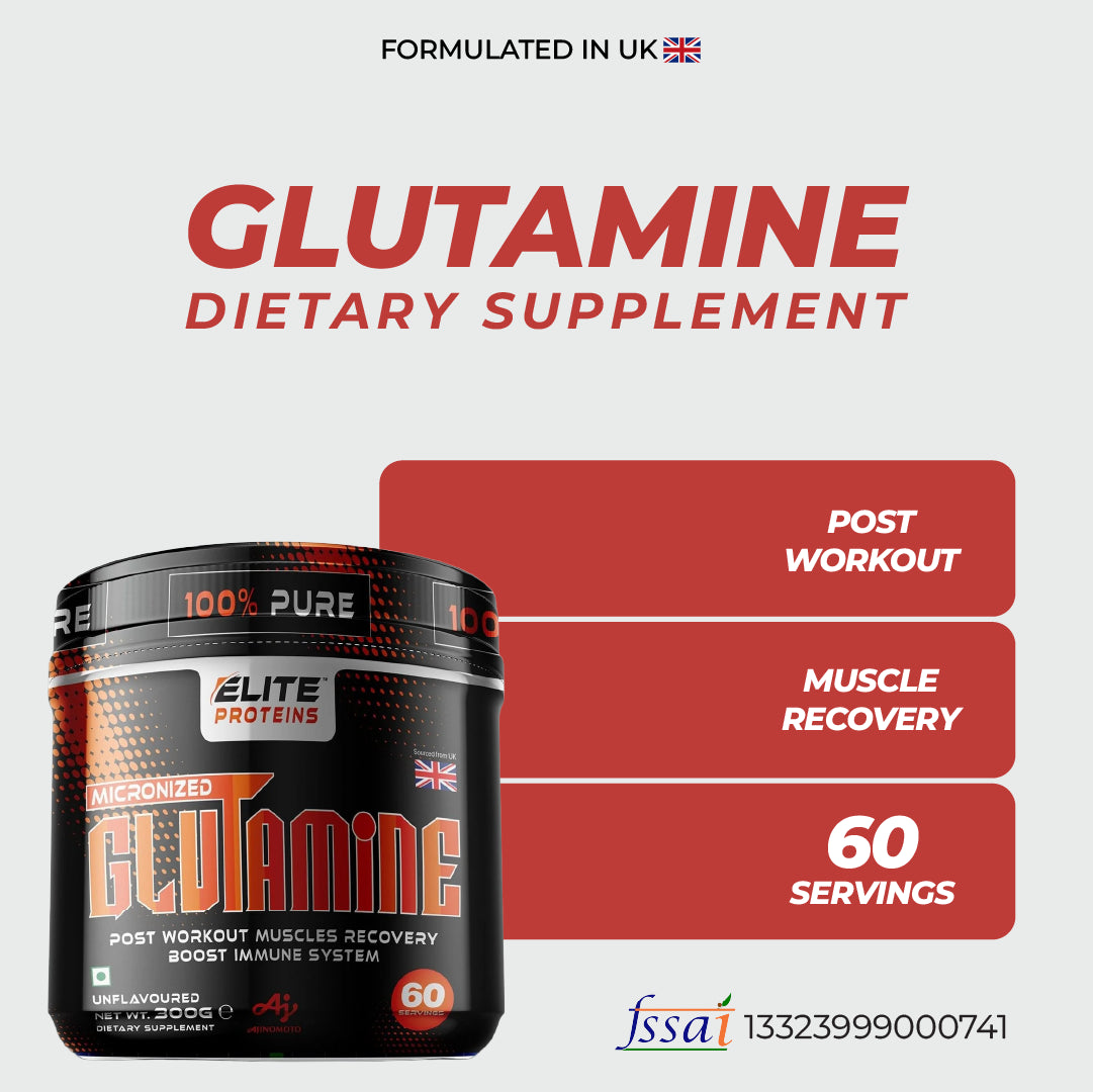 Elite Proteins Micronized L-Glutamine – Recovery, Strength & Immune Support Blend