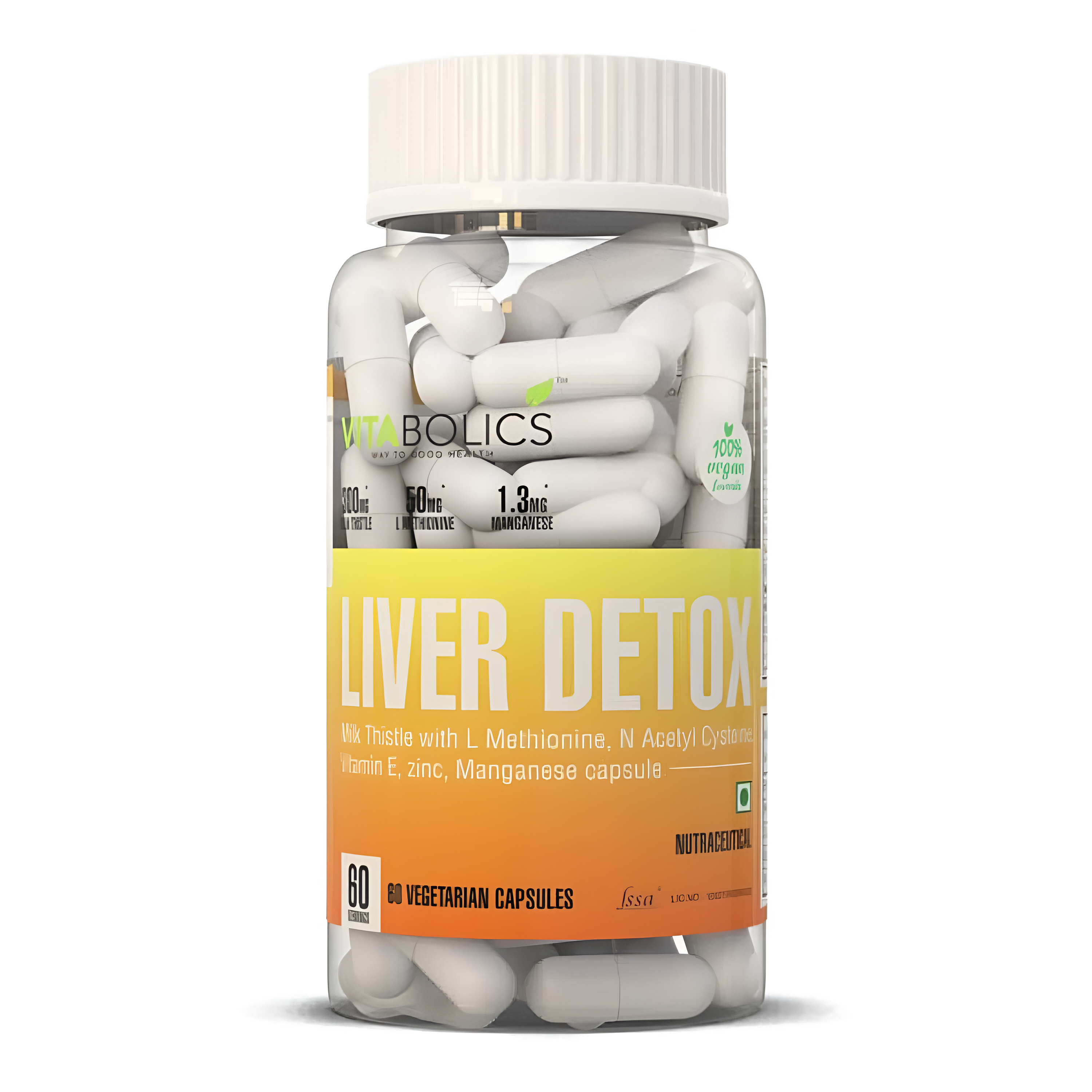 Vita Bolics Liver Detox supplement bottle on a white background
