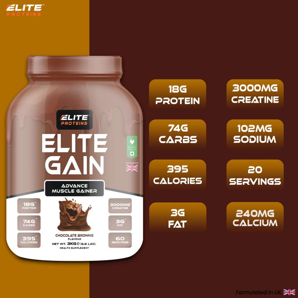 elite gain review muscle gainer in chocolate Flavour