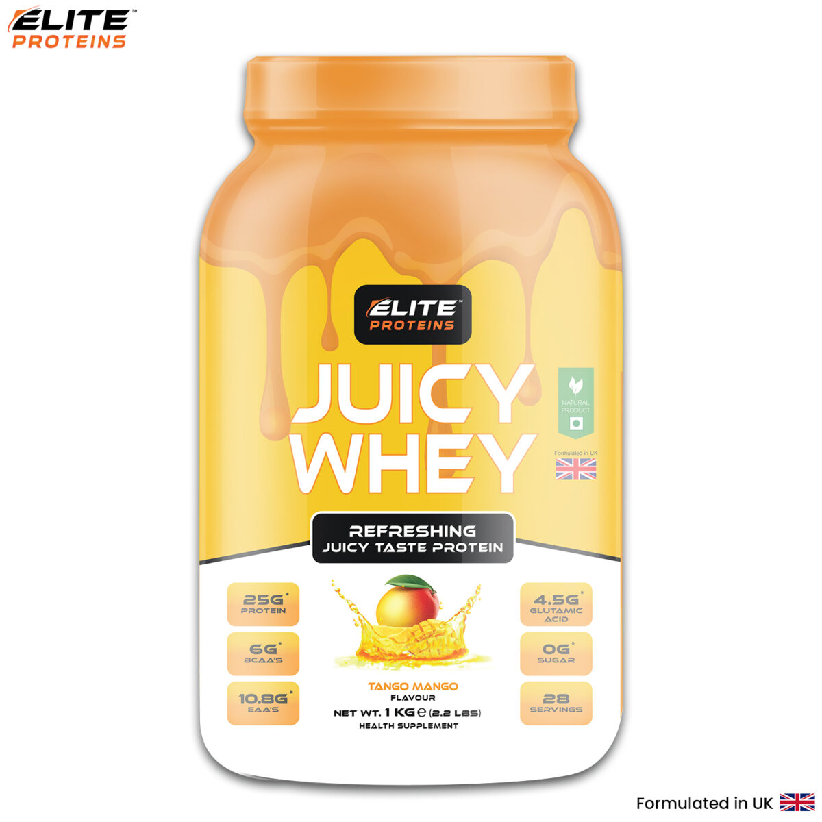 juicy whey proteins powder in tango mango flavour